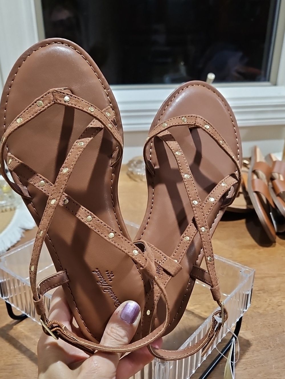 Universal Thread Brown Studded Strappy Sandals